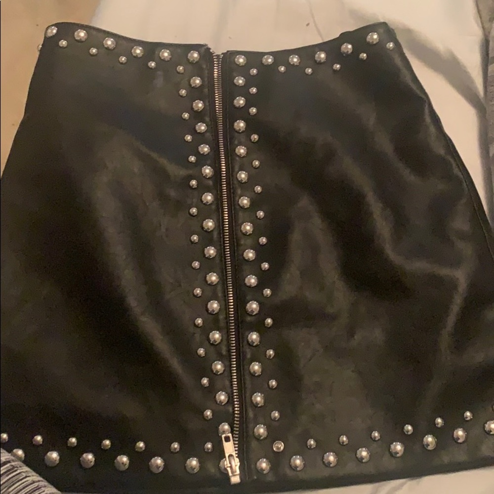 Studded Faux Leather Skirt